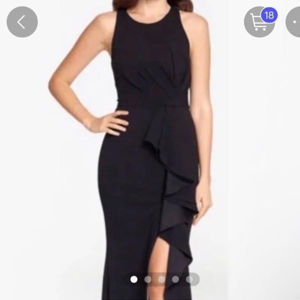Dress womens black sleeveless long gown slit 12 Petite